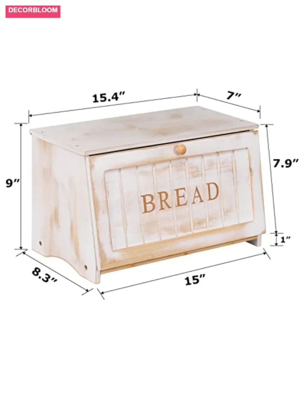 Vintage Wood Bread Box for Kitchen Counter, Food Storage Bin with Bamboo Panels